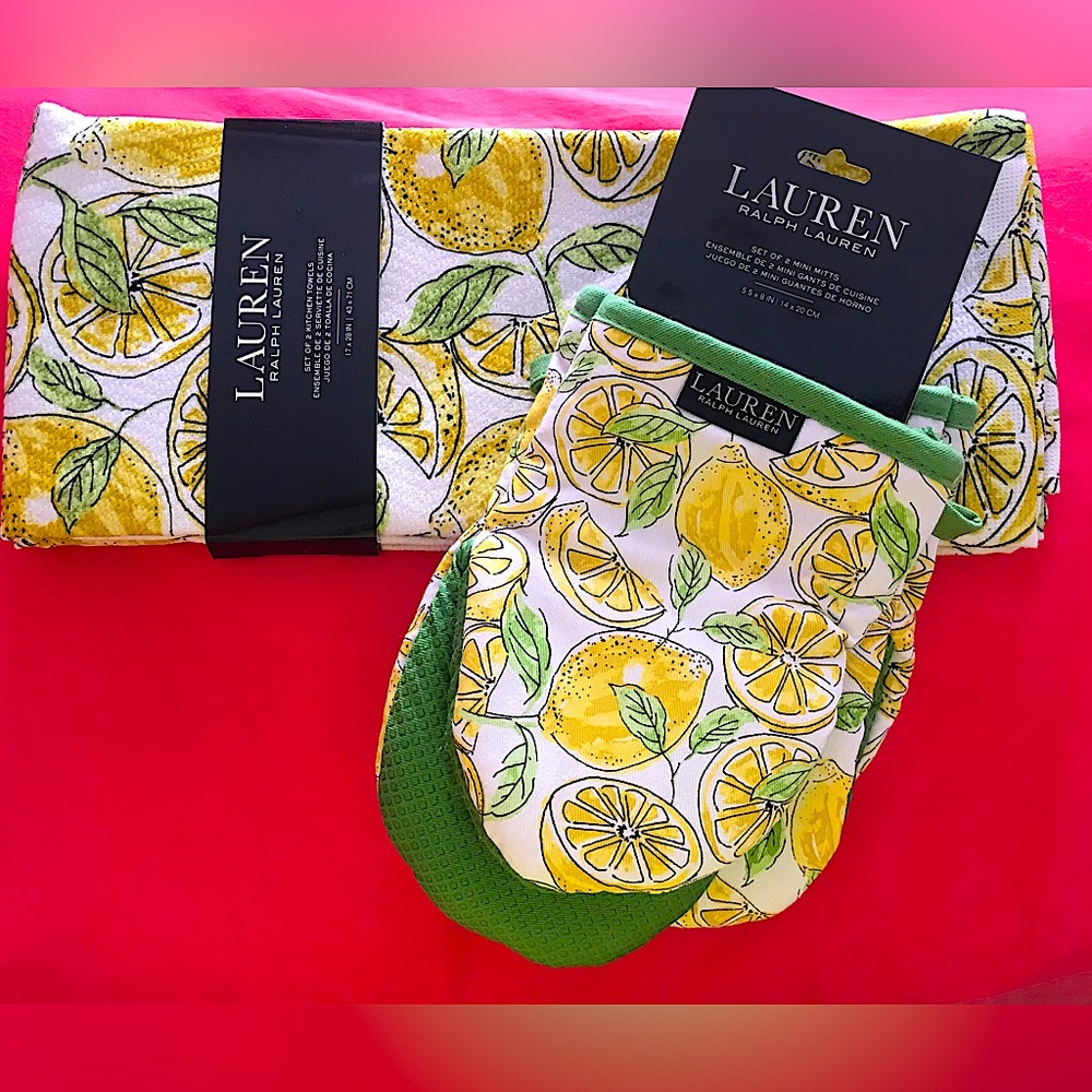 RALPH LAUREN Kitchen Towels and Mini Mitts Set
